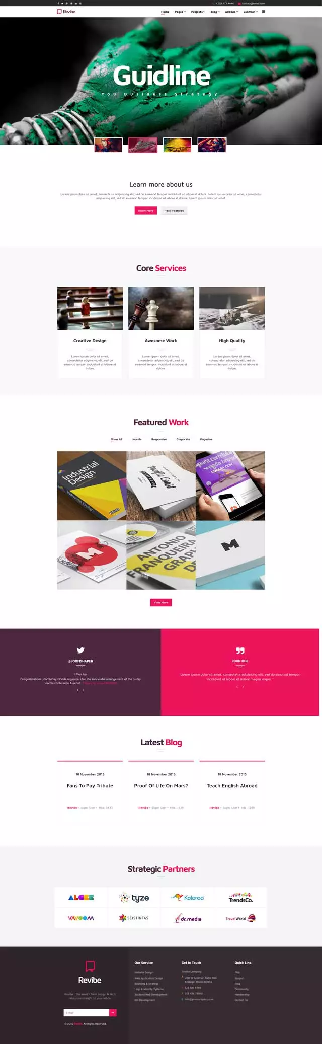 پیش نمایش قالب شرکتی و چندمنظوره JS Revibe