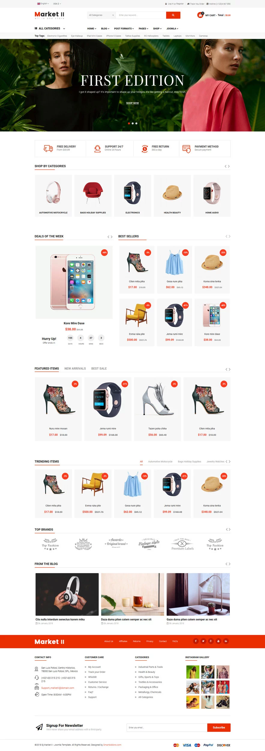 دمو قالب فروشگاهی و چندمنظوره Sj Market II