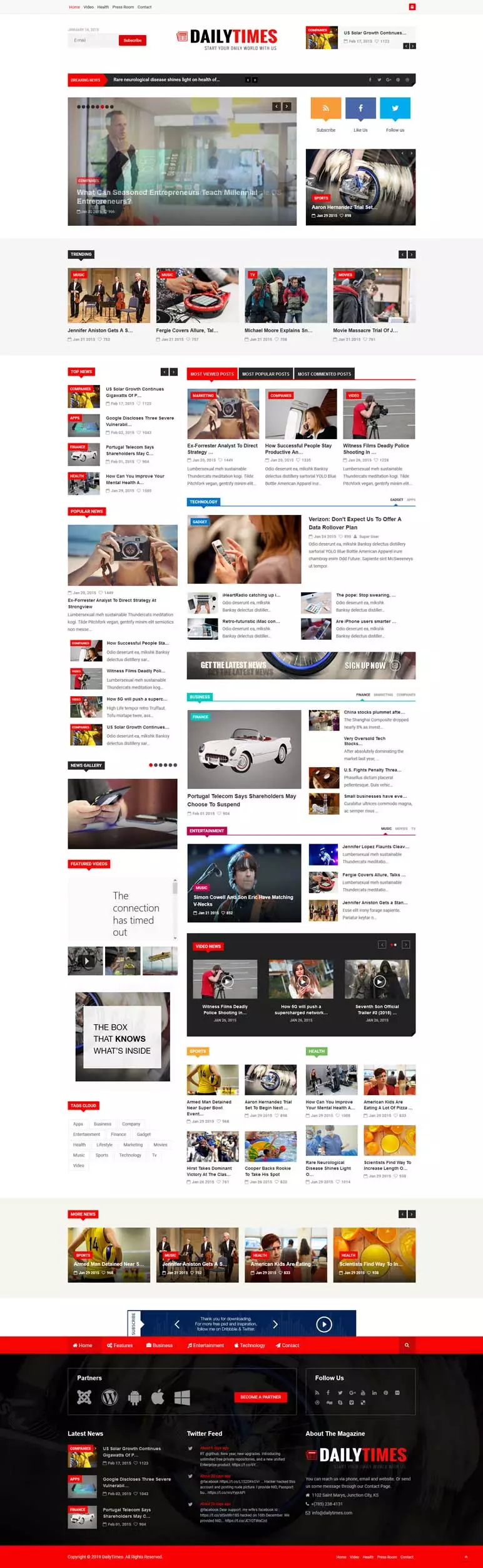 پیش نمایش قالب خبری DailyTimes