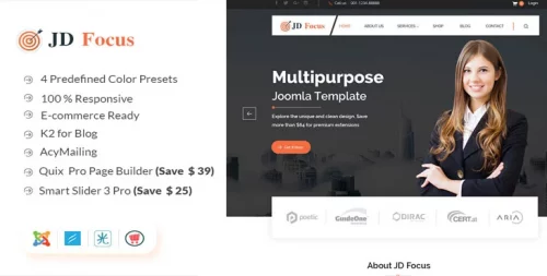 قالب چندمنظوره جوملا فوکوس | JD Focus