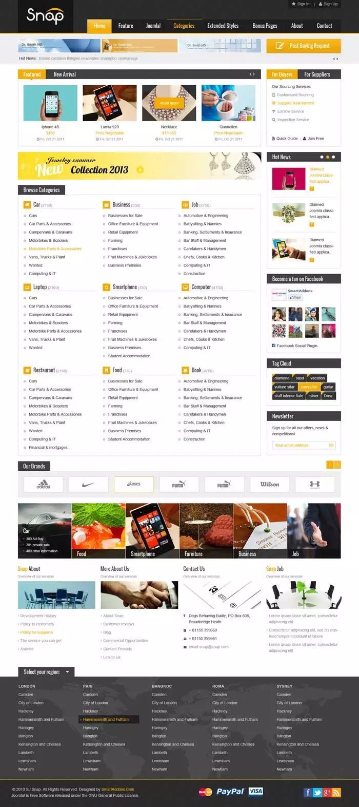 پیش نمایش قالب آگهی و تبلیغات SJ Snap