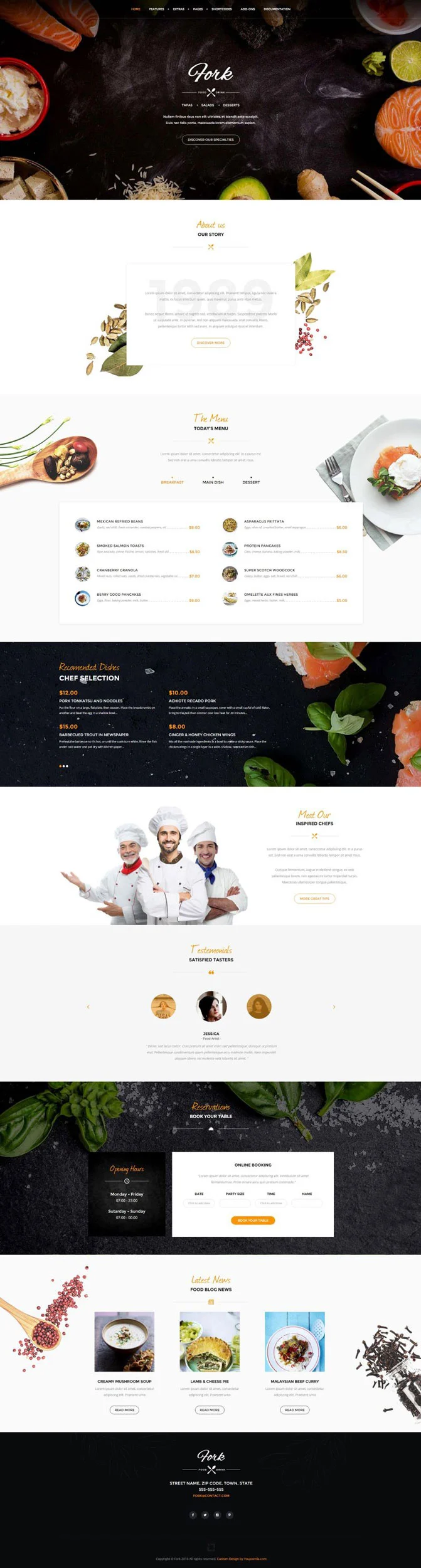 پیش نمایش قالب رستوران فورک